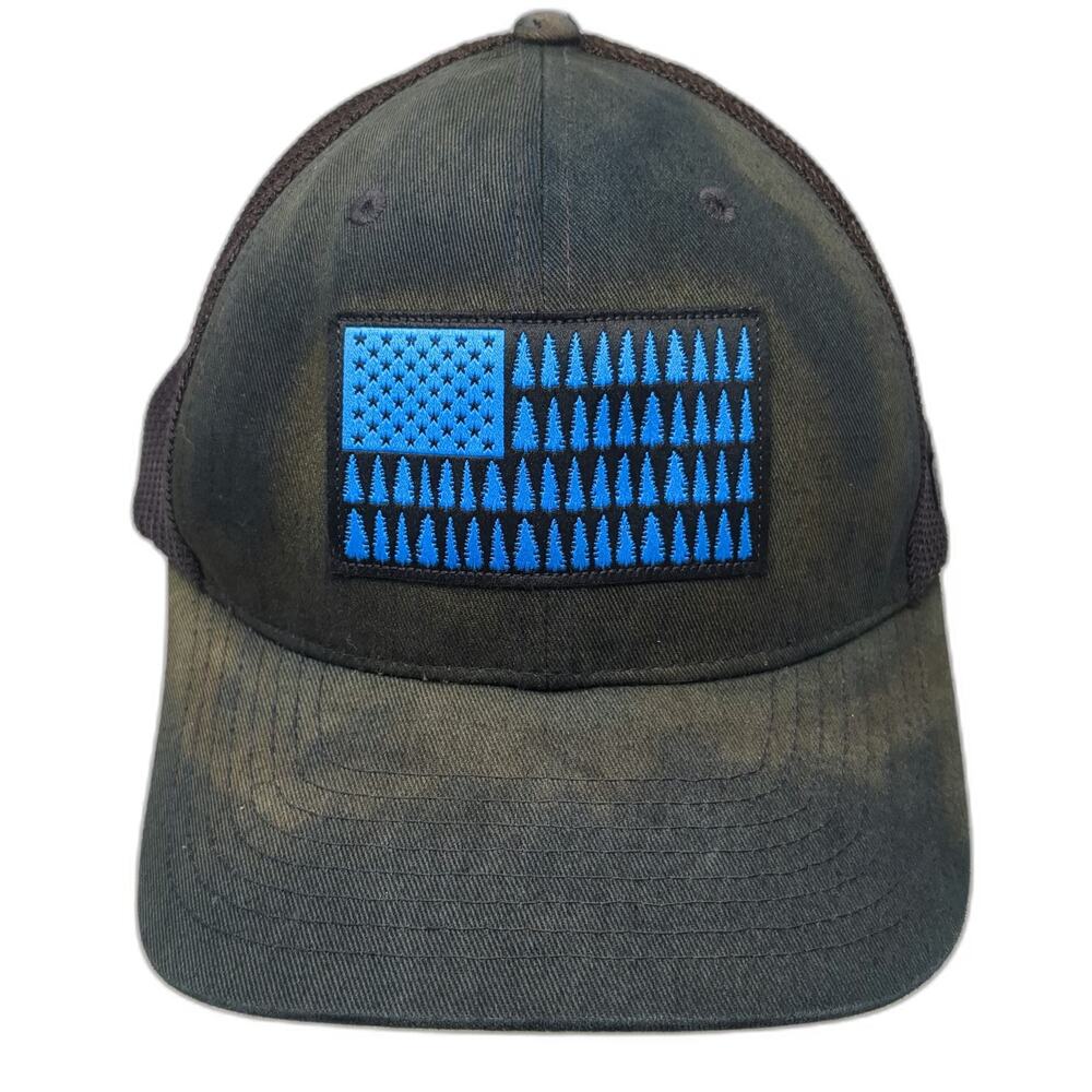 Columbia Baseball Cap Black One Size Mesh Back Distressed Pine Tree Flag Hat